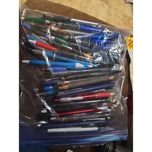 Lot of 59 Random Pens All Tested & Work Advertising-Gel-Ball Point- Blue-Black